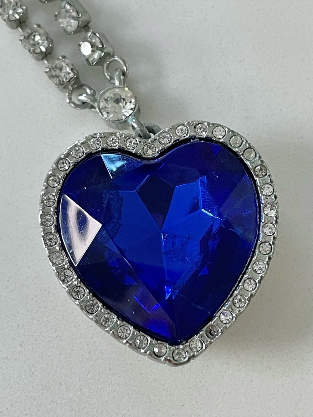 Vintage Titanic “Heart of the Ocean” Rhinestone Pendant Necklace by RJ Graziano